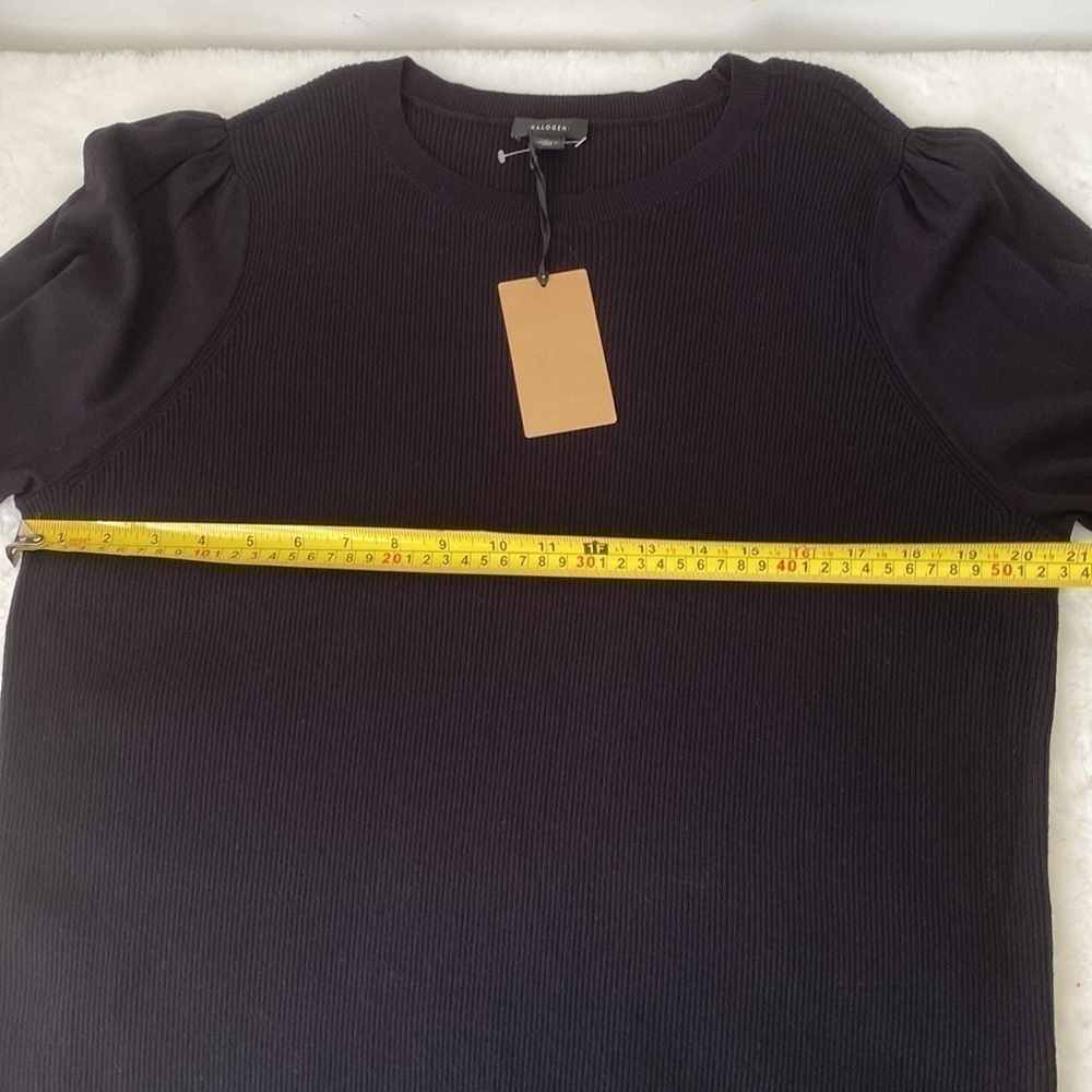 Halogen Puff Sleeve Sweater BLACK, Size Large NWT - Picture 9 of 12